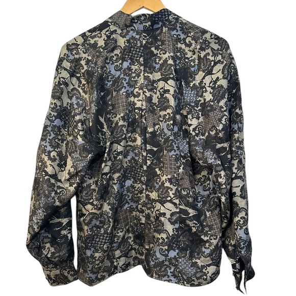 Annie Alexander | 100% Silk Button Down Long Sleeve Blouse | Paisley Art To Wear - Picture 5 of 5